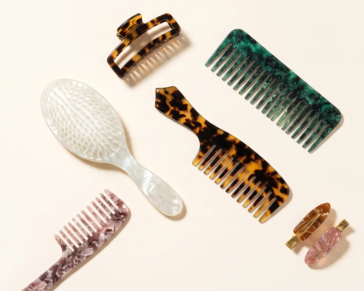 Eco-friendly acetate, wood and bamboo hair accessories