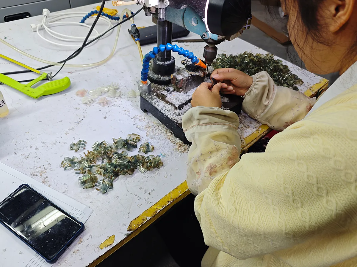 Drilling for rhinestone setting — EcoHairFactory