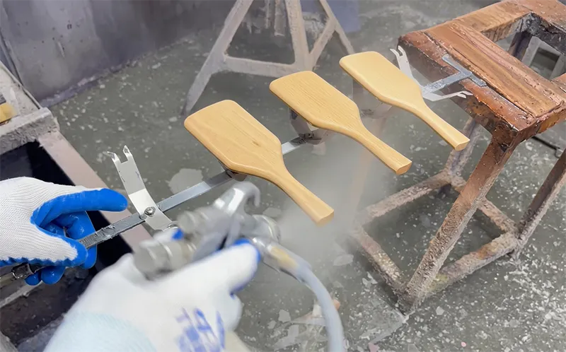 Sanding, Oil & QC — Wood hair accessories manufacturing