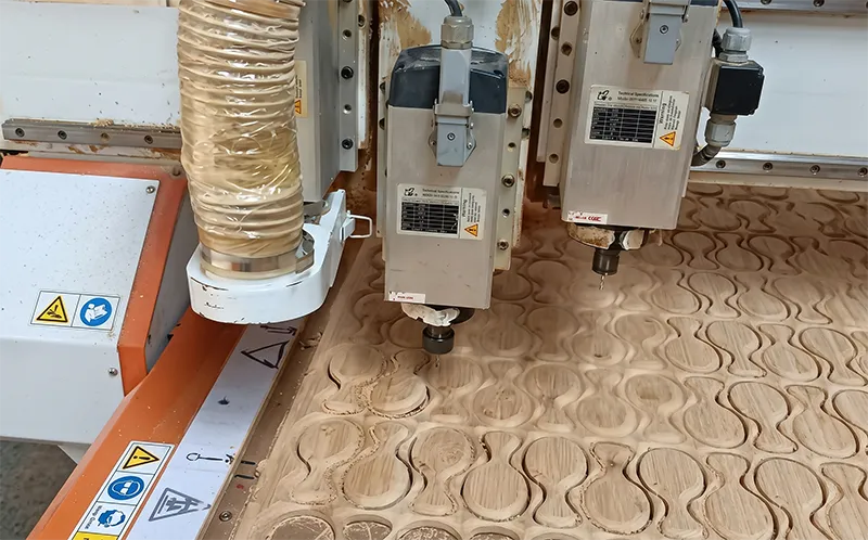 Wood & Bamboo CNC — inside the EcoHairFactory plant in Dongguan, 1,600 m², 64 people