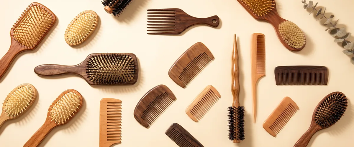 Wooden hair combs and brushes in sandalwood and beech — EcoHairFactory