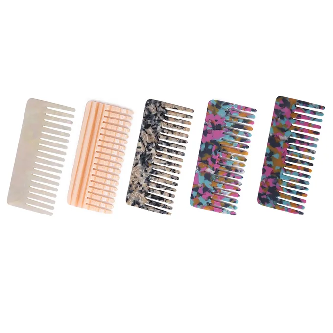 Acetate wide-tooth combs in several stock patterns from one mould