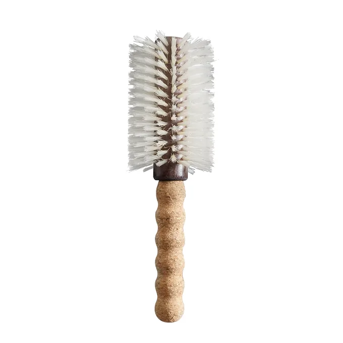 Round brush head packed with boar bristle and white nylon filament