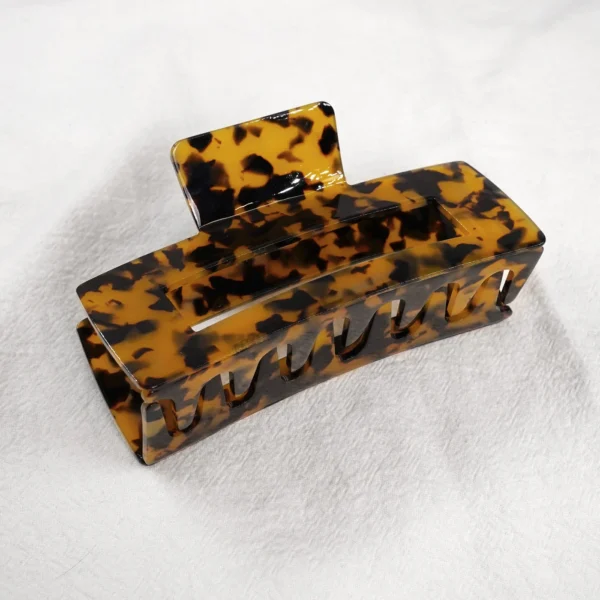 Rectangular open-frame acetate claw clip — large size