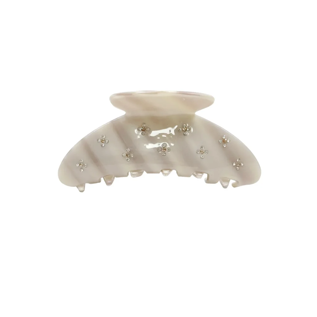 Rhinestone Shark Claw Clip | Hand-Set Stones on Pearl Acetate