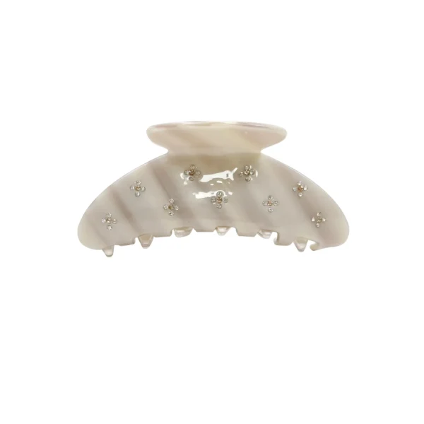 Pearl acetate shark claw clip with rhinestones, main product view