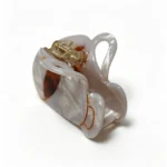 Sculptural Loop Claw Clip | Pearl & Tortoiseshell with Gold Line - 4