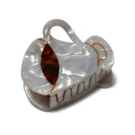 Sculptural Loop Claw Clip | Pearl & Tortoiseshell with Gold Line - 6