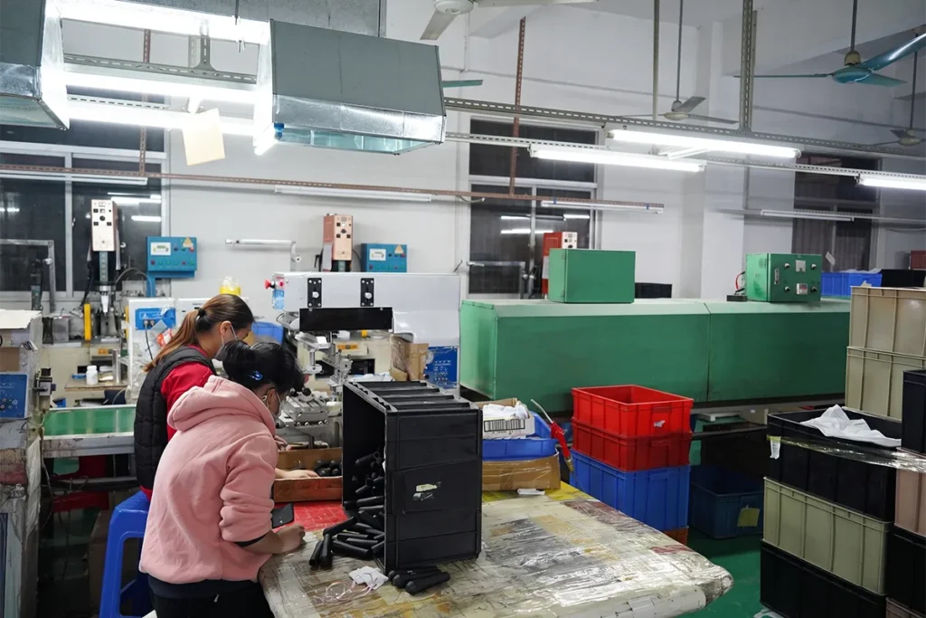 CNC machining station cutting tortoiseshell acetate