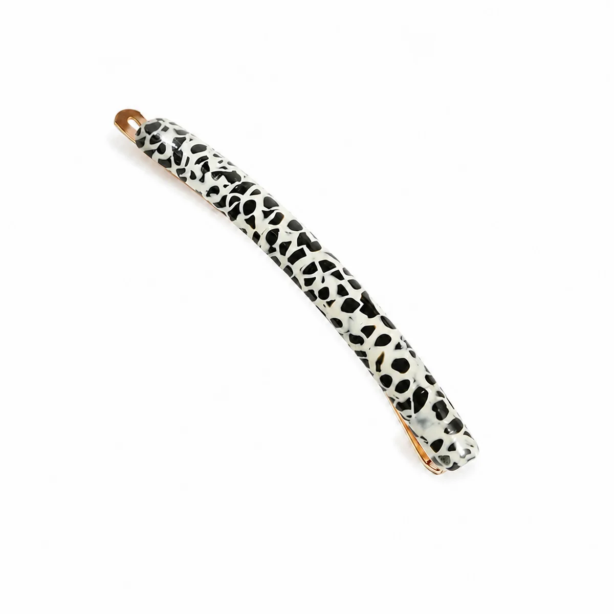 Single black-and-white dalmatian 9cm acetate bar barrette