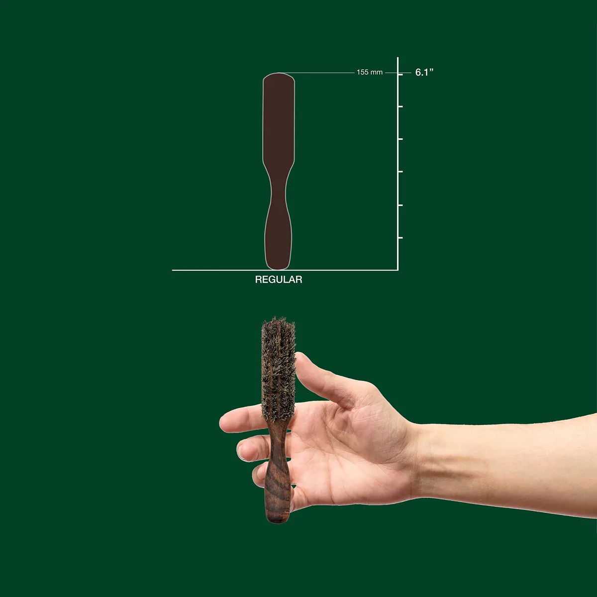 Beechwood beard brush dimensions, 100 mm regular size