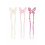 Butterfly Hair Fork 14.9cm | Pearl-Set Acetate, Three Colourways - 1