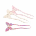 Butterfly Hair Fork 14.9cm | Pearl-Set Acetate, Three Colourways - 3