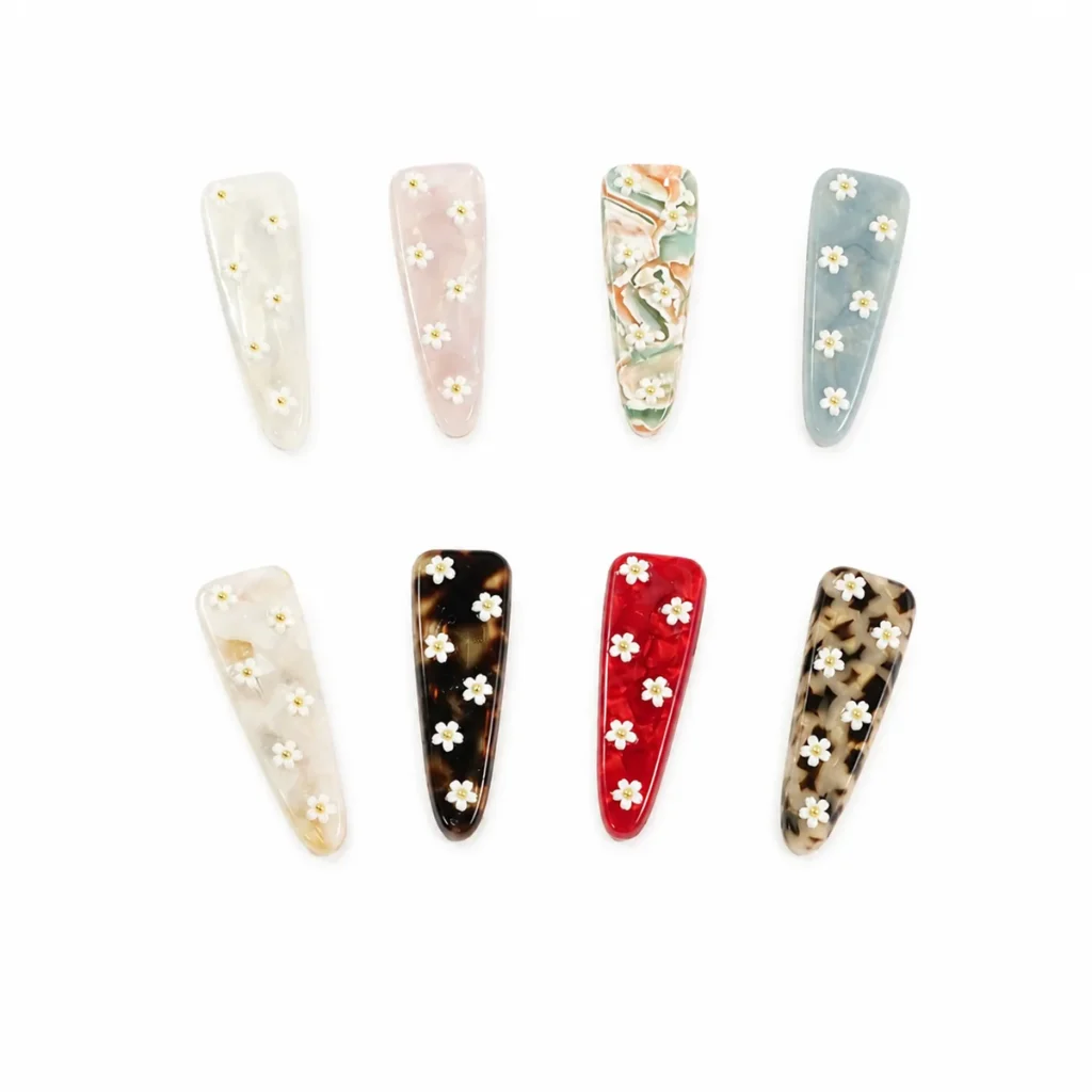 Daisy Acetate Snap Clip 5.6cm | Eight Colourways, Applied Flowers