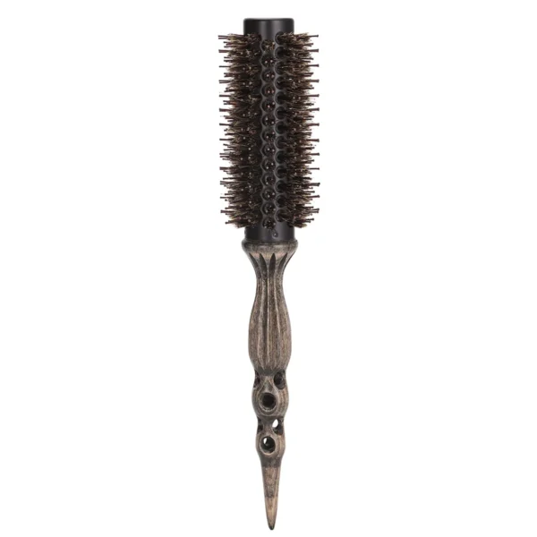 Single honeycomb-vented round brush upright, aluminium barrel on a grooved wooden handle