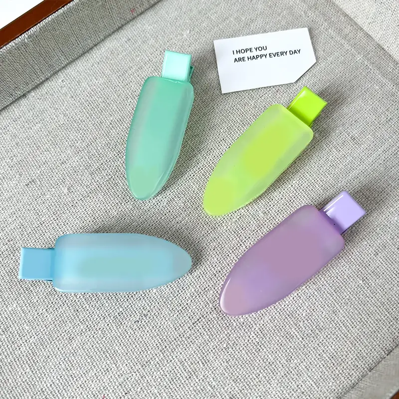 Frosted pastel acetate duckbill clips in mint, lime, blue and lilac
