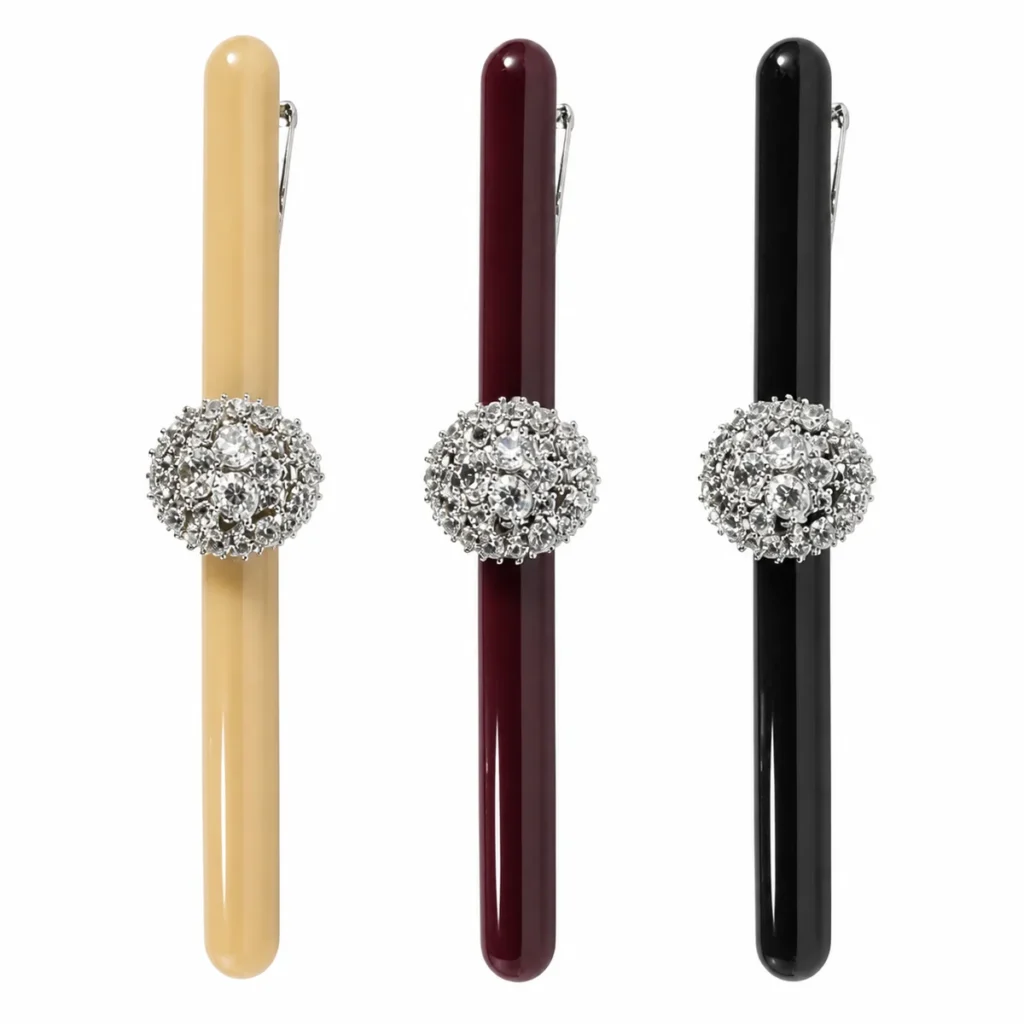 Pavé Crystal Bar Barrette 8.5cm | Slim Acetate Bar OEM