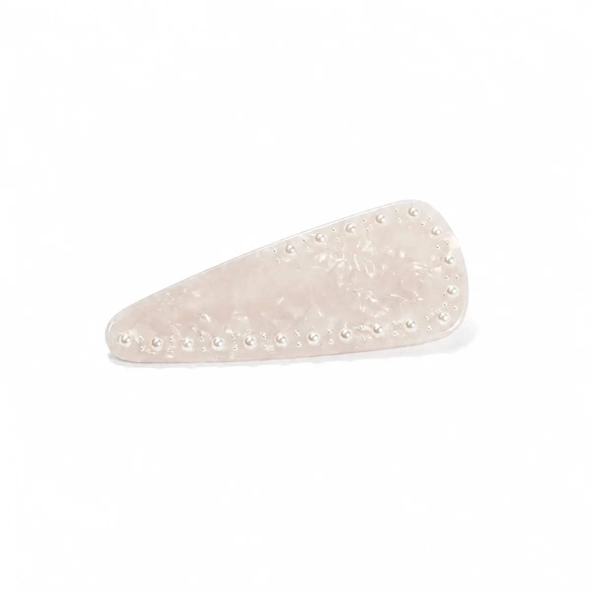 Single cream acetate hair clip edged with a row of small pearls