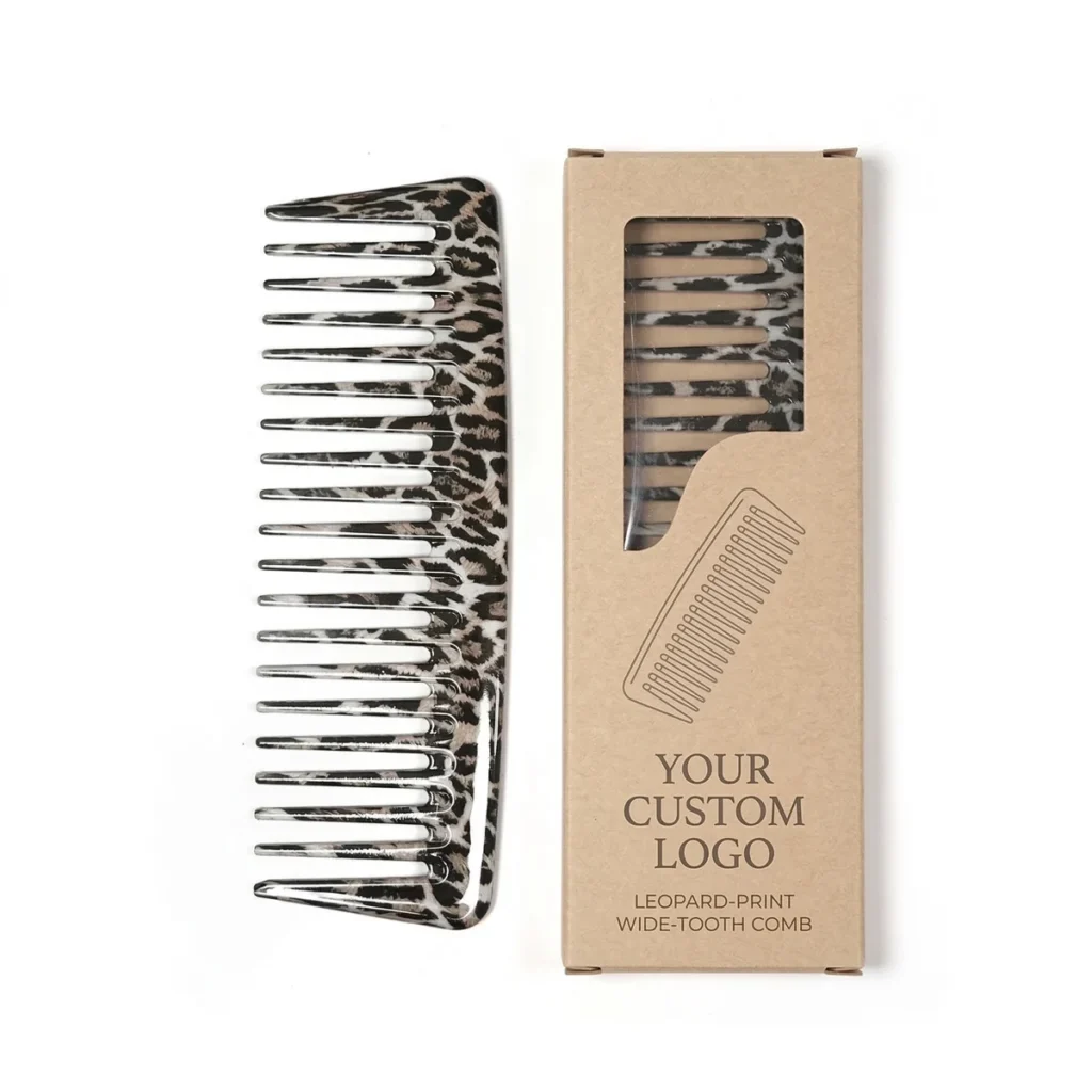 Kraft retail box printed YOUR CUSTOM LOGO with an acetate comb