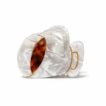 Sculptural Loop Claw Clip | Pearl & Tortoiseshell with Gold Line - 1