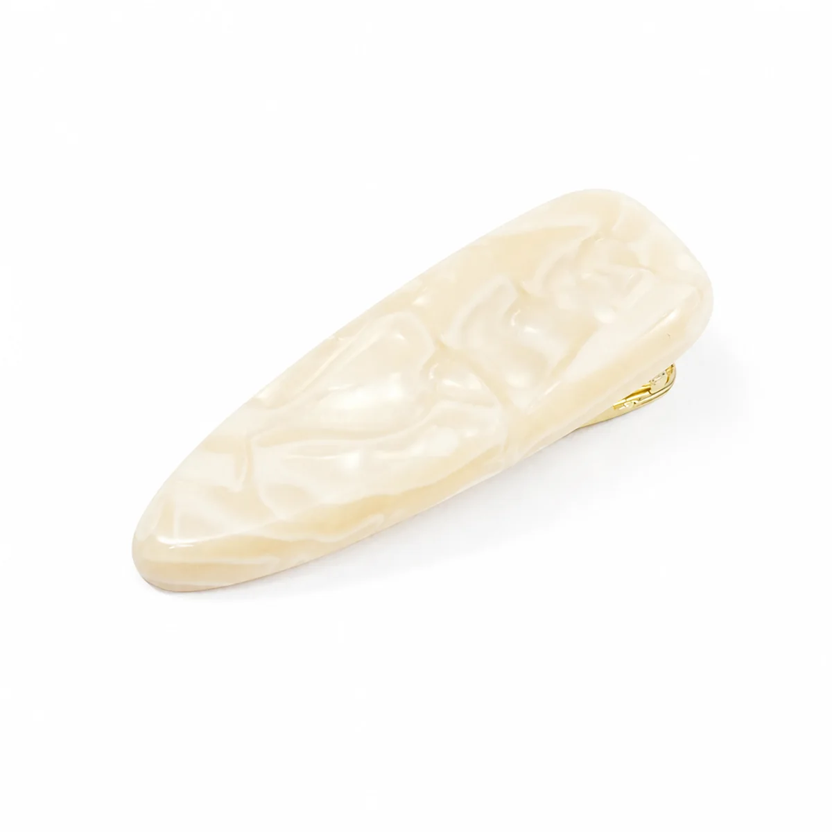 Single cream marbled acetate teardrop snap clip