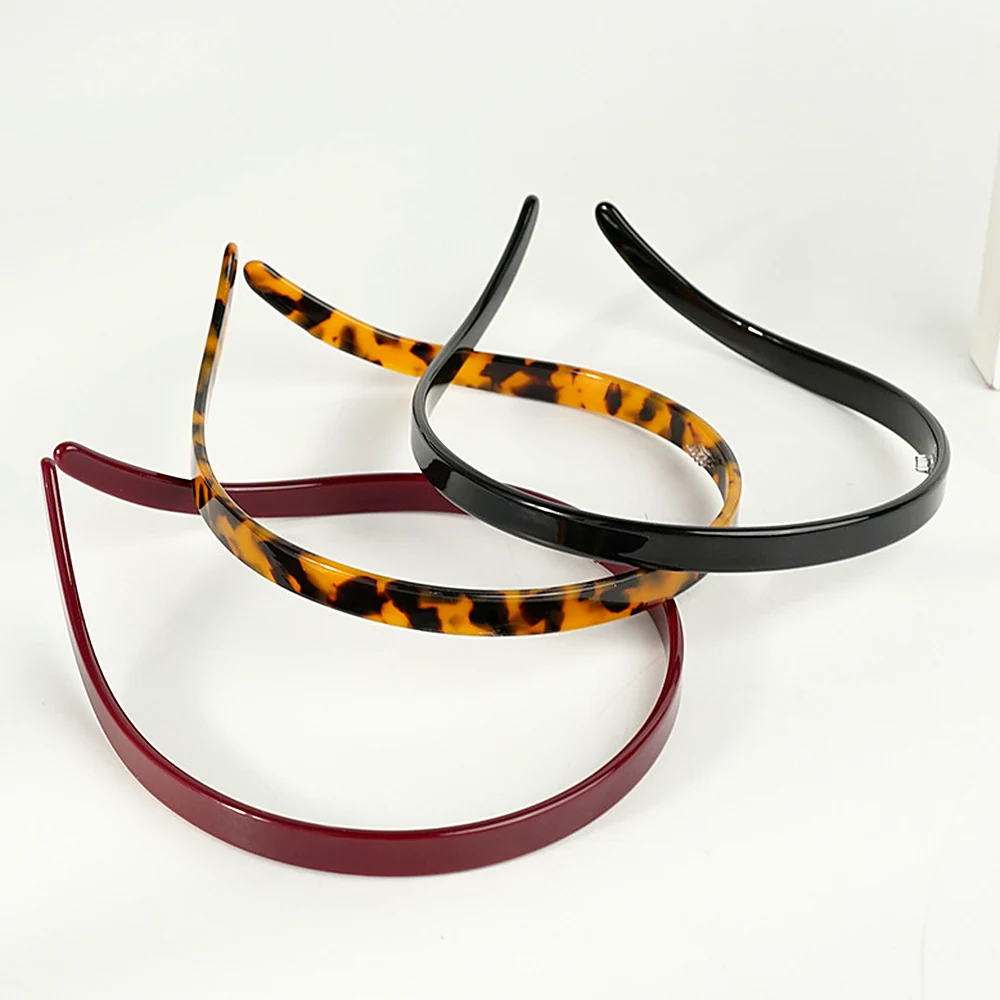 Three colourways of the 1 cm thin acetate headband