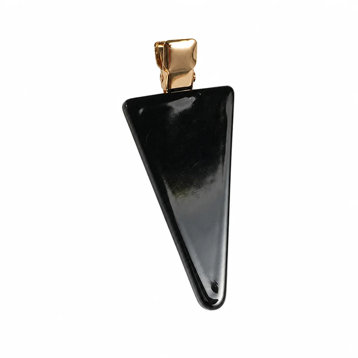 Single black acetate triangle side clip shown large, gold-tone insert pin visible