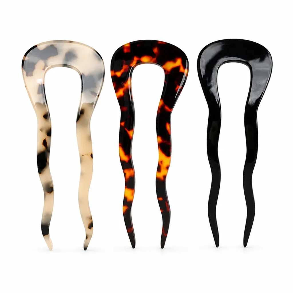 Wavy-Prong Hair Fork 11cm | Tortoiseshell & Leopard Acetate