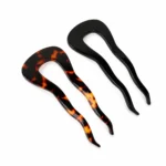 Wavy-Prong Hair Fork 11cm | Tortoiseshell & Leopard Acetate - 3