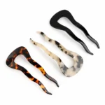 Wavy-Prong Hair Fork 11cm | Tortoiseshell & Leopard Acetate - 4