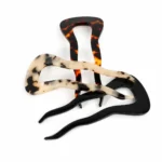 Wavy-Prong Hair Fork 11cm | Tortoiseshell & Leopard Acetate - 5