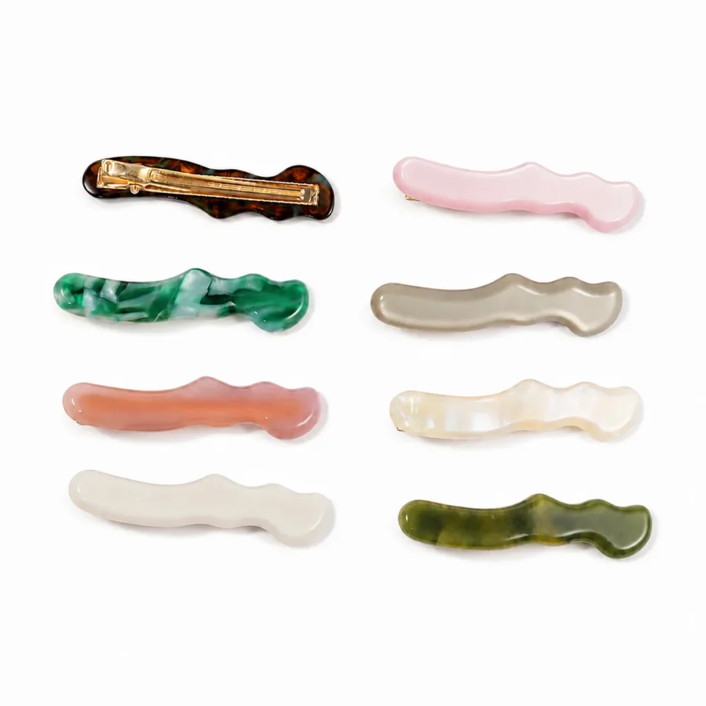 Wavy Acetate Snap Clip 6.8cm | Nine Colourways OEM