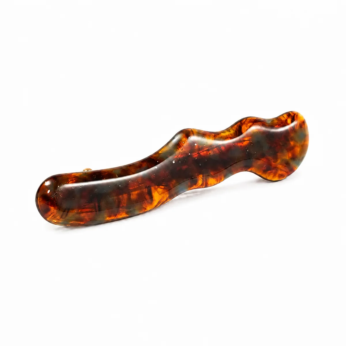 Single tortoiseshell wavy acetate snap clip