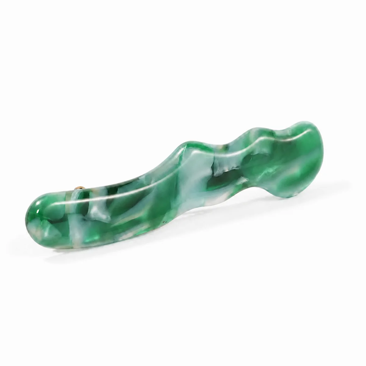 Single green marbled wavy acetate snap clip