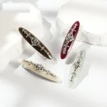 Willow-Leaf Crystal Barrette 7.5cm | Six Acetate Colourways - 30