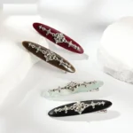 Willow-Leaf Crystal Barrette 7.5cm | Six Acetate Colourways - 31