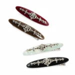 Willow-Leaf Crystal Barrette 7.5cm | Six Acetate Colourways - 12