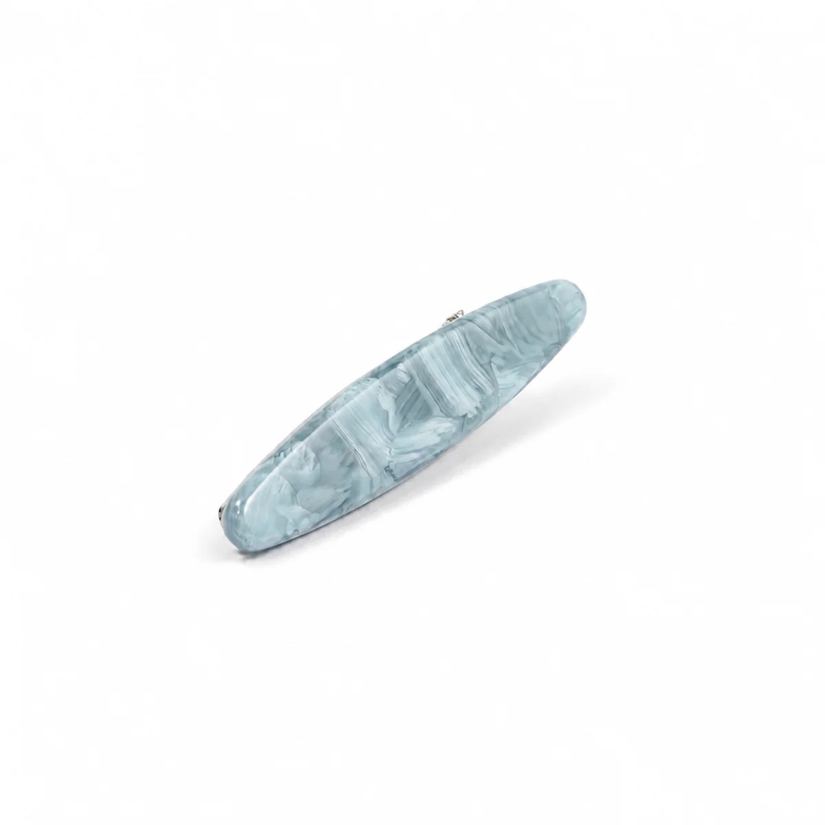 Single blue marbled acetate duckbill clip with silver-tone base