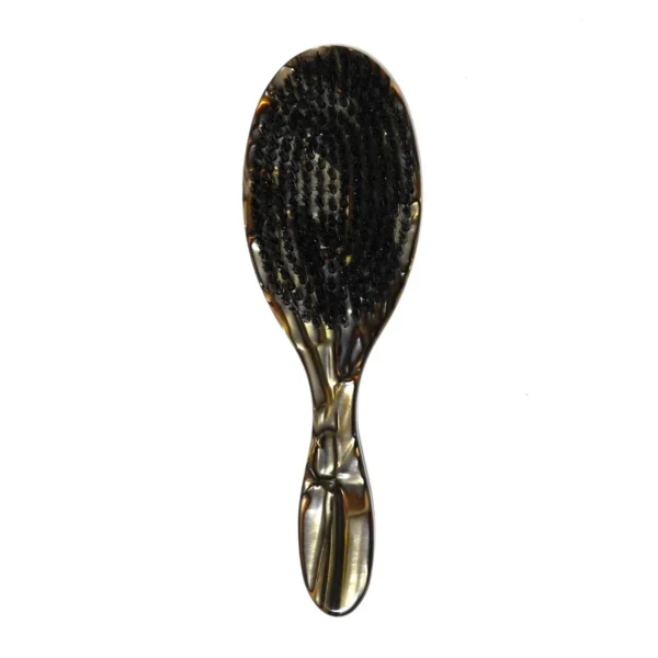 Amber tortoiseshell acetate smoothing brush with boar and nylon bristles, view 01