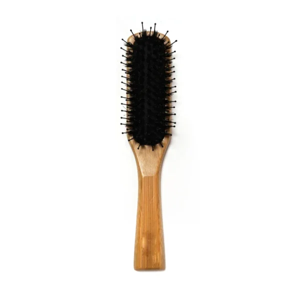Bamboo paddle hair brush with boar and nylon bristles, view 01