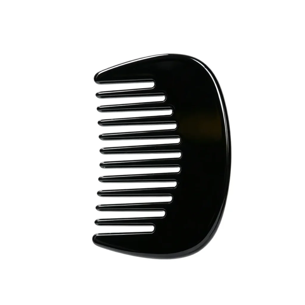 Black Acetate Pocket Comb 8cm | Wide Tooth, Handle-Free
