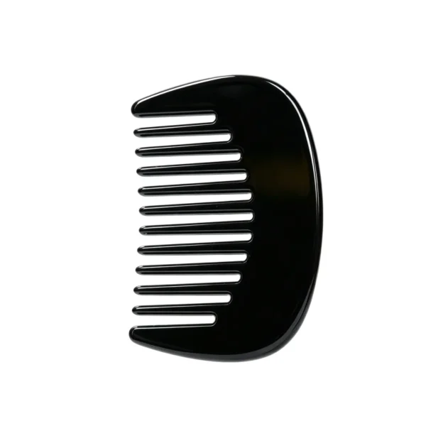 Black acetate wide tooth pocket comb, handle-free, view 01