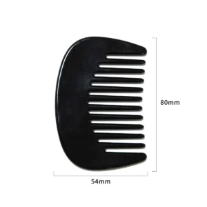 Black Acetate Pocket Comb 8cm | Wide Tooth, Handle-Free — product detail