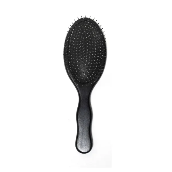Black-finished wooden oval cushion brush available with steel pins or a boar and nylon mix, view 01