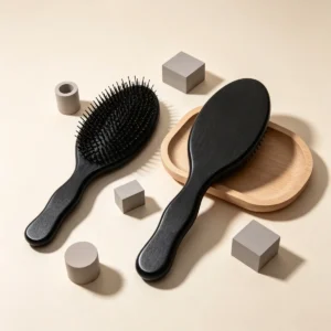 Black Wooden Oval Brush 24.5cm | Steel Pin or Boar & Nylon — product detail