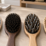 Nylon, boar, mixed and wooden pin hair brushes compared