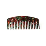 Floral Acetate Dressing Comb 16cm | Red & Green Chip Pattern - 1