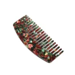 Floral Acetate Dressing Comb 16cm | Red & Green Chip Pattern - 2