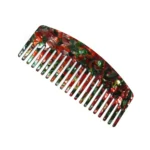 Floral Acetate Dressing Comb 16cm | Red & Green Chip Pattern - 4