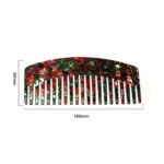 Floral Acetate Dressing Comb 16cm | Red & Green Chip Pattern - 7